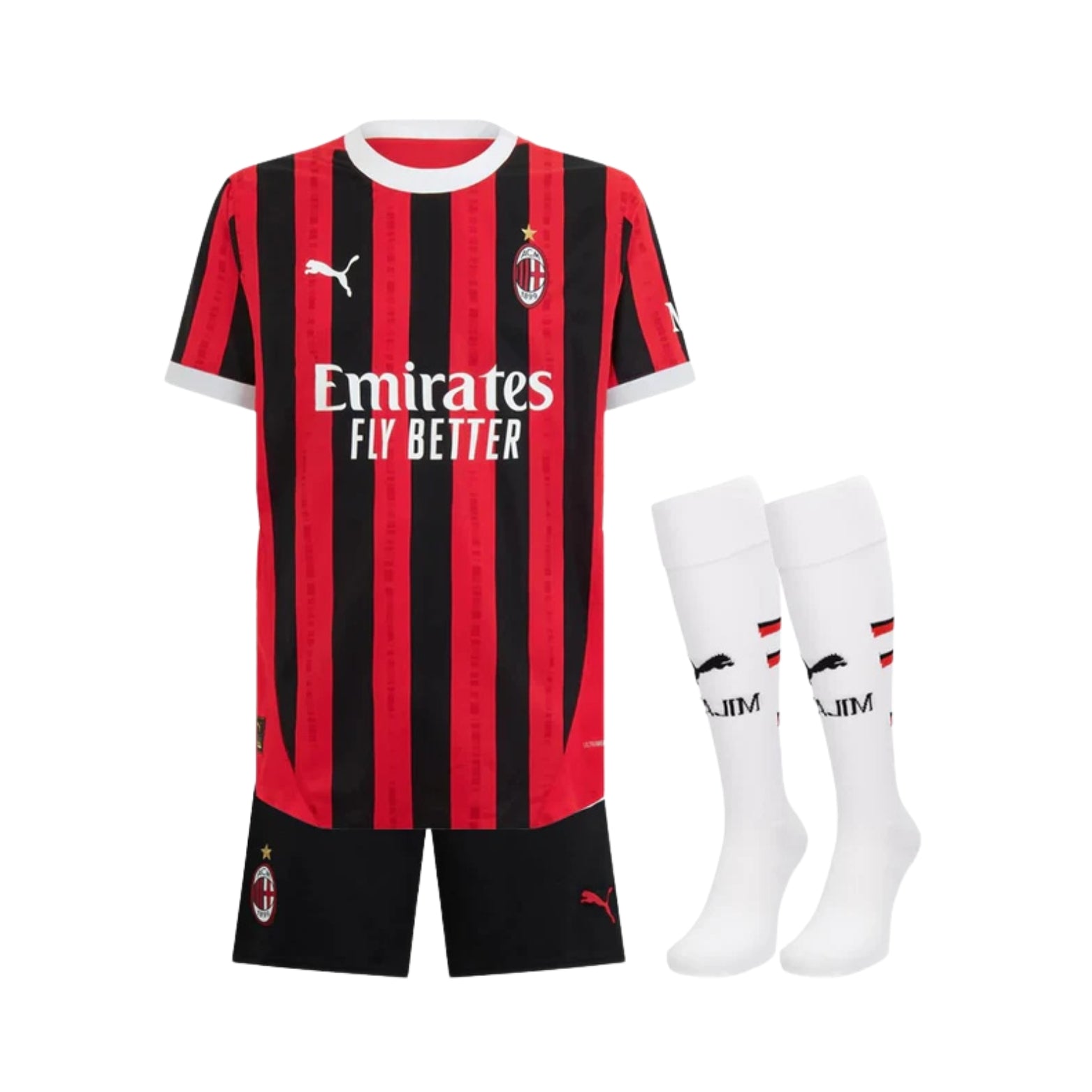 Kids Kit - AC Milan Home 24/25 - Shorts Pretos